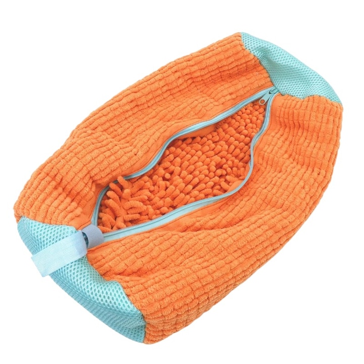 Sac pentru spalat incaltaminte in masina de spalat, fibra moale pentru protectie incaltaminte, material rezistent, Potrivit pentru toate tipurile de incaltaminte, reutilizabil, 39CM*19CM Portocale