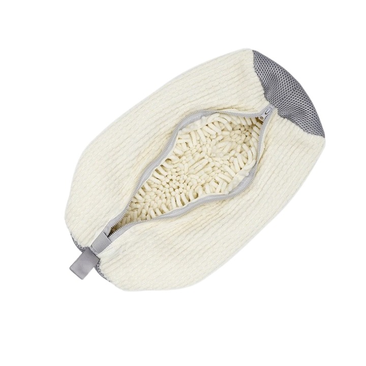 Sac pentru spalat incaltaminte in masina de spalat, fibra moale pentru protectie incaltaminte, material rezistent, Potrivit pentru toate tipurile de incaltaminte, reutilizabil, 39CM*19CM Alb