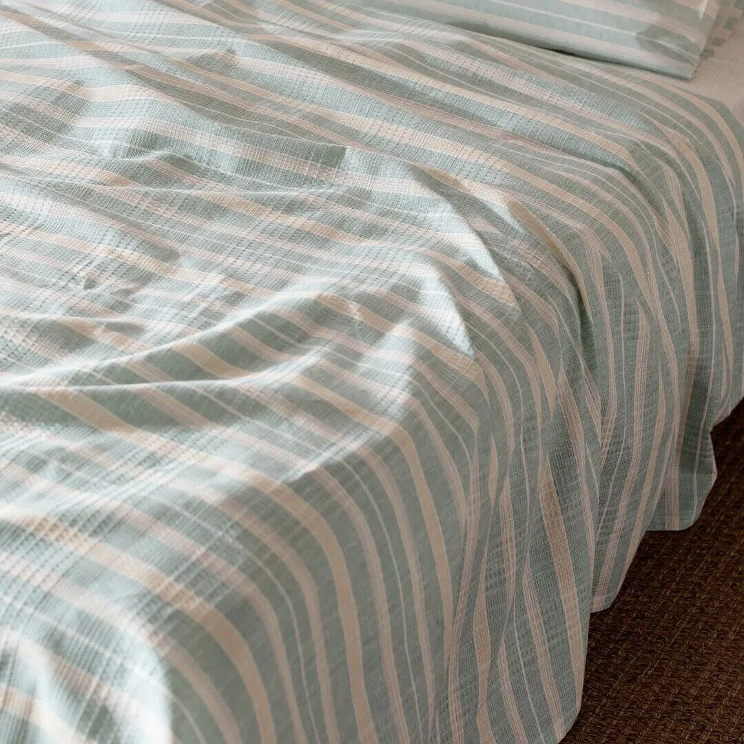 Set lenjerie de pat Madame Coco, 150x220cm, turcoaz/alb, 50