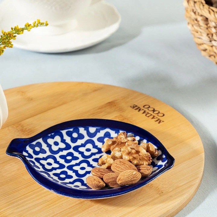 Farfurie, Madame Coco, design etnic, albastra, 10x8.5x1.5cm