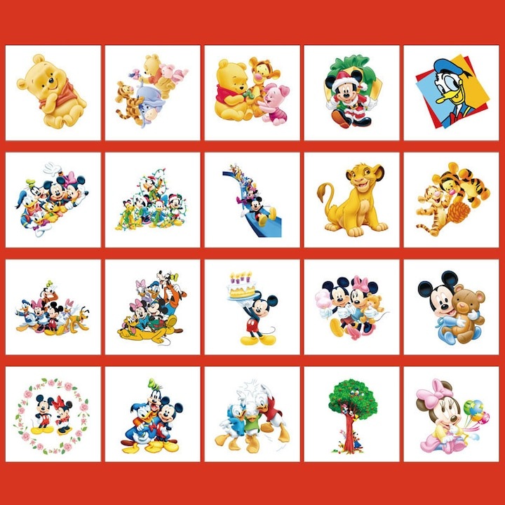 Tatuaje temporare Mickey, set 20 buc, colorate, 5x5cm