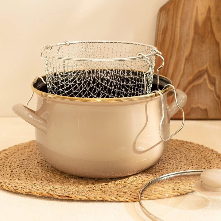 Oala Bonneville, Madame Coco, 20cm, bej, set cu capac