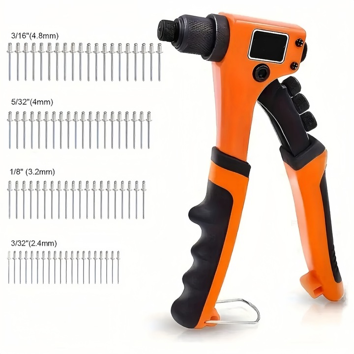 MOSMAOO popszegecs fogó, forgatható fej, 4 fúvóka, 80 szegecs, narancssárga