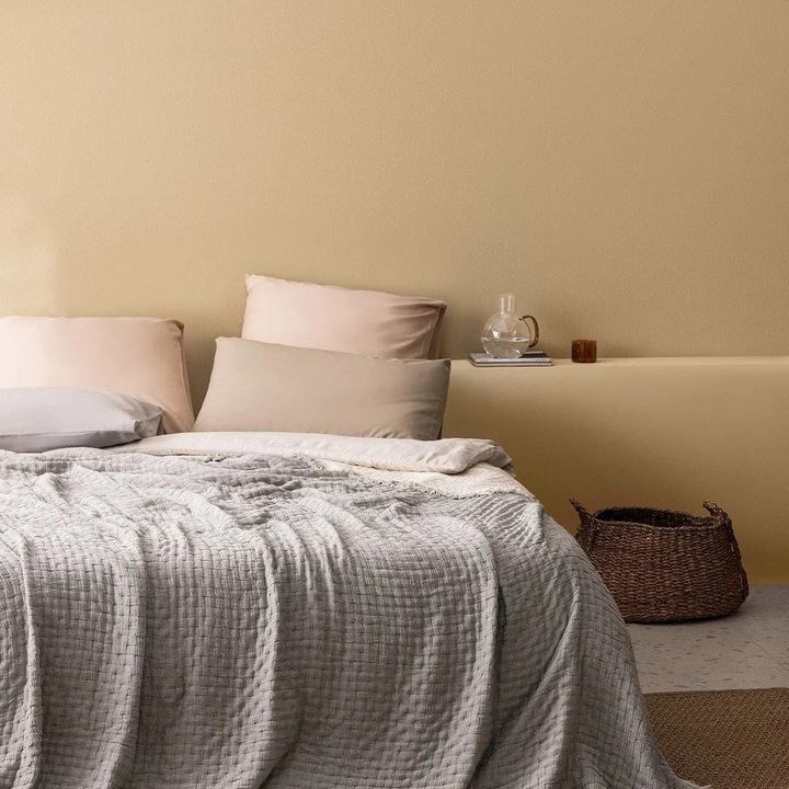 Кувертюра за двойно легло Madame Coco Grania, сива памучна, 220x240 см