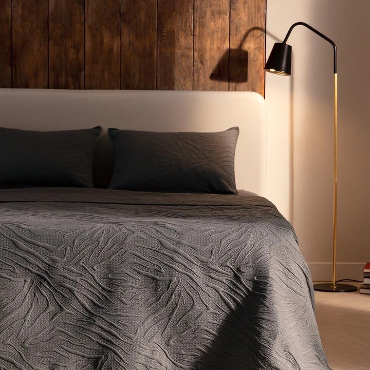 Комплект кувертюри за легло Queen size Madame Coco Cher, полиестер, антрацит, 250x260 см