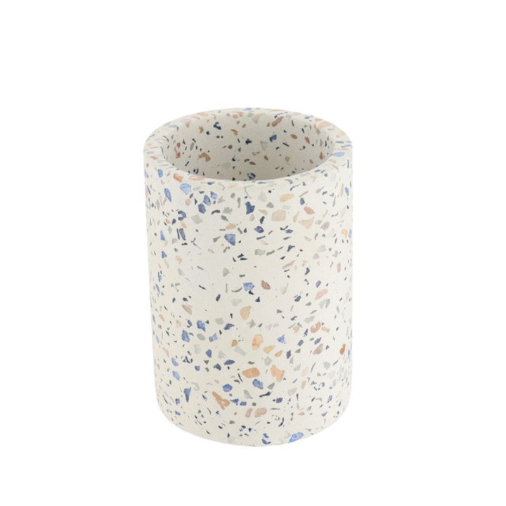 Suport pentru periute de dinti, Tendance, model TERRAZZO, ciment, multicolor, 7.4 cm, 250 ml