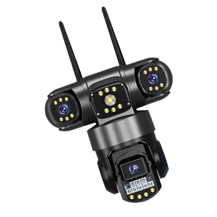 Камера за наблюдение, 4G, 6MP Full HD, 3 зони, наблюдавани едновременно, Откриване на движение, Автоматично завъртане, Двупосочна комуникация, Нощно виждане, Съхранение чрез SD карта/облак, Водоустойчивост IP66, черна