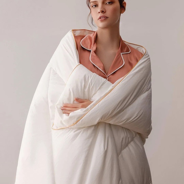 Madame Coco egyszemélyes takaró, fehér, 155x215cm, nanoszálas töltettel