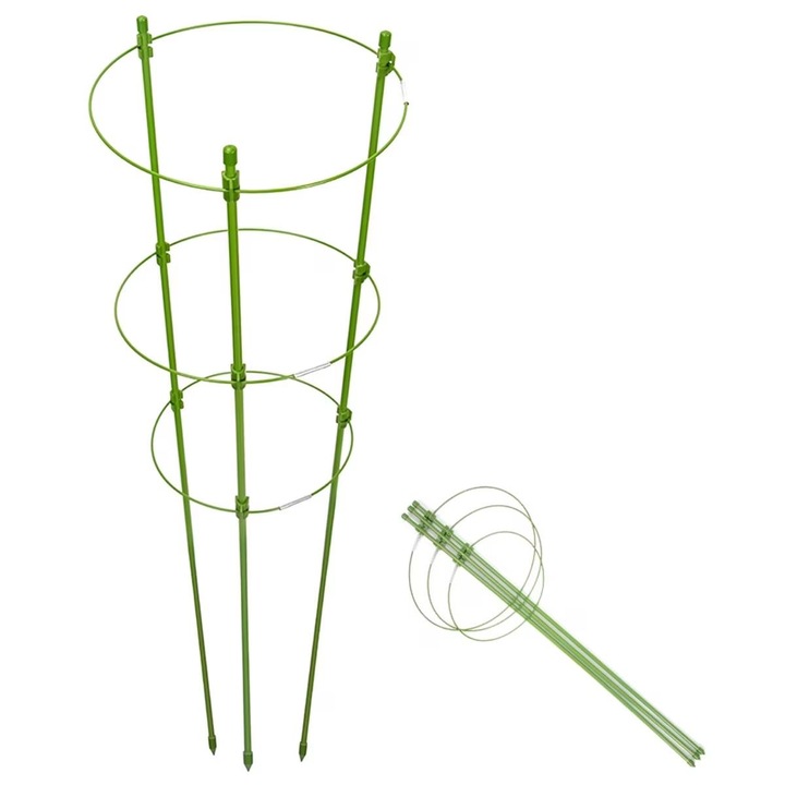 Set 5 Suport inel pentru plante si flori, diametrul de 20 cm, 6 elemente, Verde