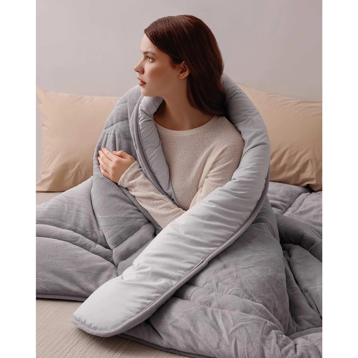 Единична завивка Carole, Madame Coco, сива, 155x215 см, нанофибър