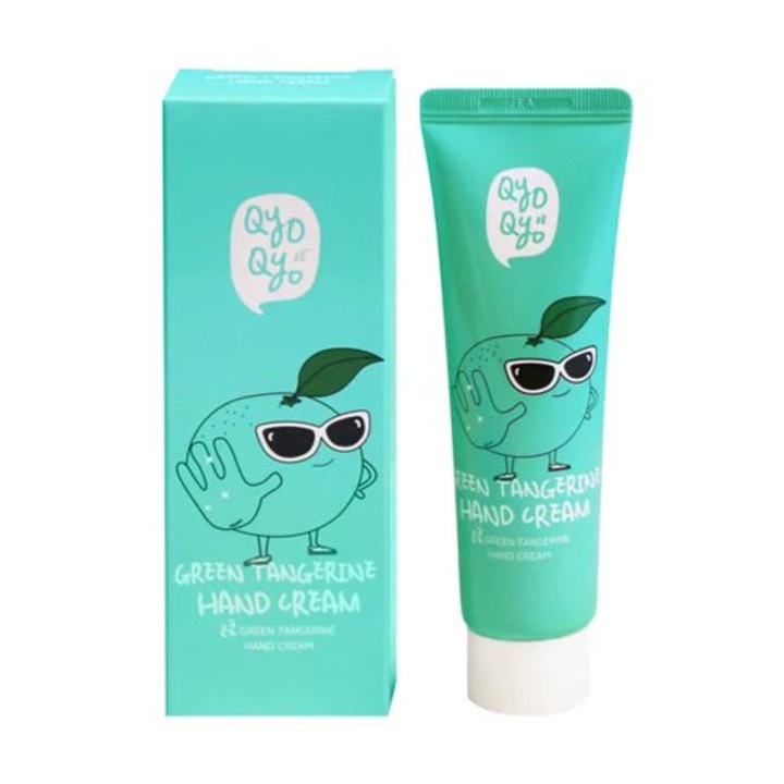Crema de mâini QyoQyo, mandarină verde, cu unt de shea și acid hialuronic, 50ml