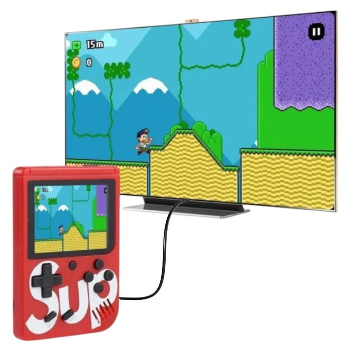 Mini Consola Retro Portabila cu 400 Jocuri – Conectare AV la TV, Display 8 cm, Controller, Baterie Reincarcabila, 12x8 cm