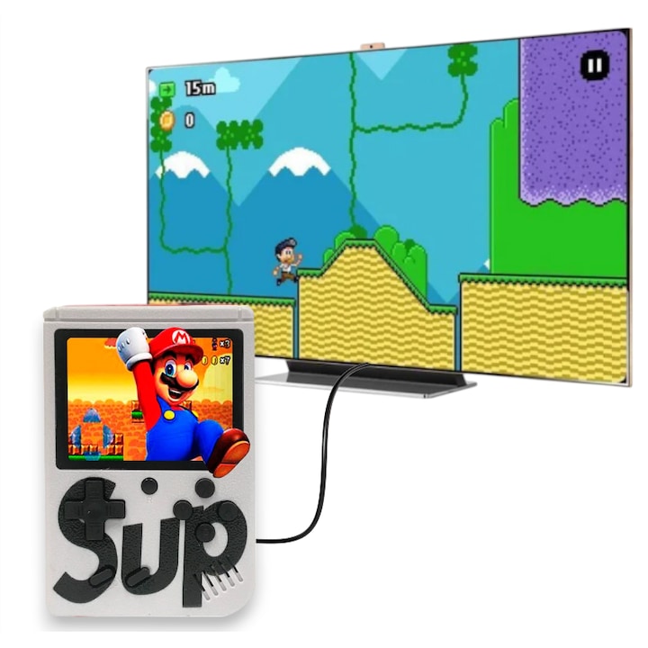Mini Consola Retro Portabila cu 400 Jocuri – Conectare AV la TV, Display 8 cm, Controller, Baterie Reincarcabila, 12x8 cm