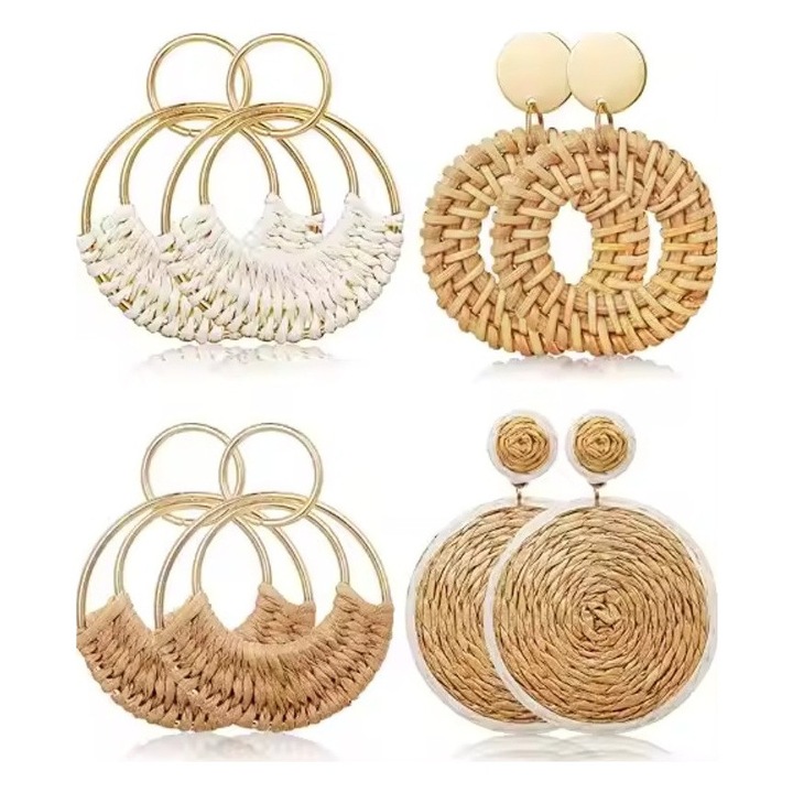 Cercei Statement, Rotunzi, Usori, Boho Chic, 4 Perechi, Accesorii Vara