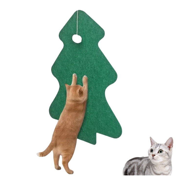 Függőleges kaparófa macskáknak, karácsonyfa modell, öntapadós, 40x60cm