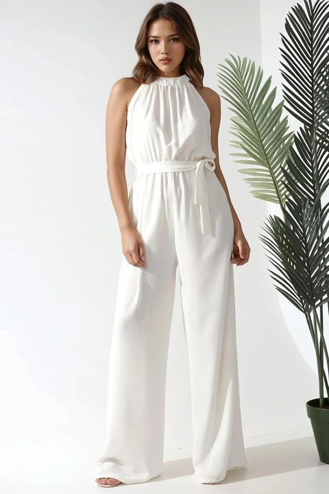 Női overál, HiCCUP, széles gallérral, pántnélküli nyakkivágással, bézs, pamut