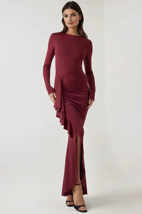 Rochie maxi, HiCCUP, rosu, jerseu