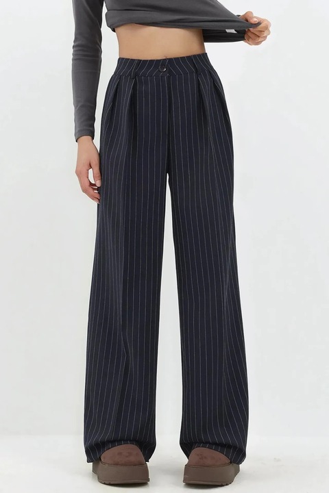 Pantaloni pentru dama, Hiccup cu dungi, bleumarin, Bleumarin