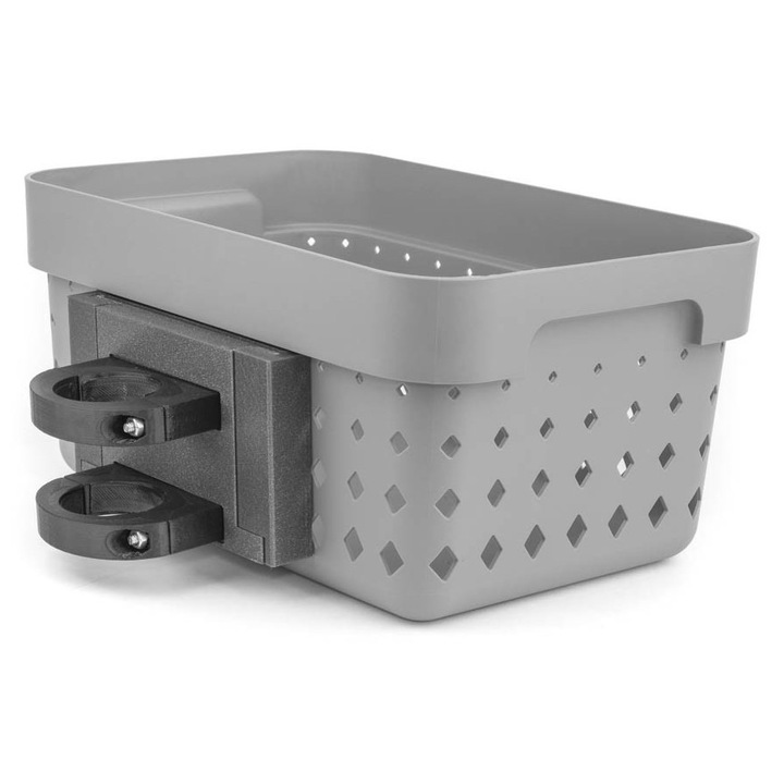 Кошница Segway, За електрически тротинетки E2 Pro, Система за бърз монтаж, 4 гумени капачки, Дръжка, Стабилна, Устойчива на вибрации, Не драска кормилото, Издръжлив материал, 5л, Черен