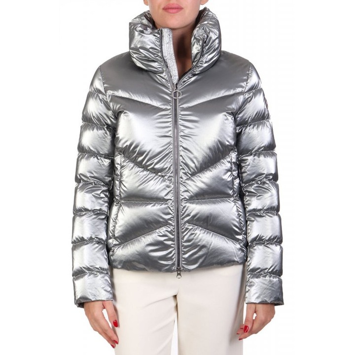 Jacheta sport dama Colmar, matlasata, guler inalt, argintiu, poliamida, umplutura din puf