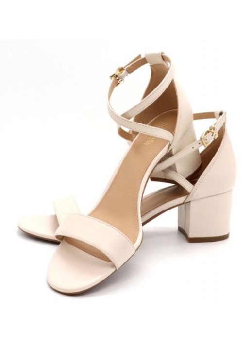 Sandale dama, Michael Kors Serena Flex, cu logo metalic, piele/textil, crem