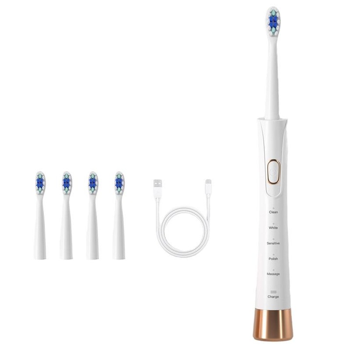 Periuta de dinti electrica sonic alba, 5 moduri, 90 zile baterie, IPX7, peri ultra moi