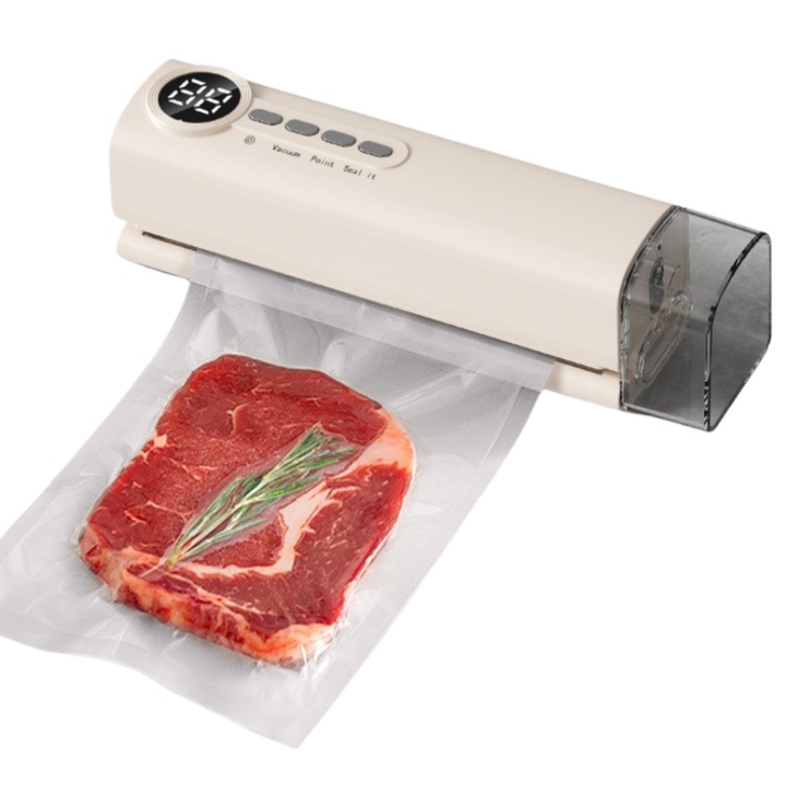 Aparat de vidat 4 in 1, bej, cu functie de umflare, include 4 pungi de vidat