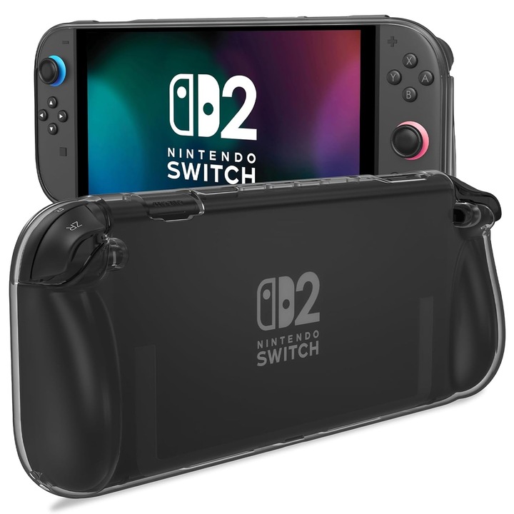 Защитен калъф за Nintendo Switch 2, Устойчив на надраскване, Ергономичен дизайн, TPU, Прозрачно черно