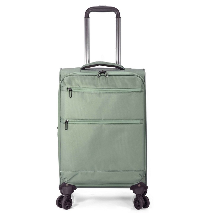 Troler mare extensibil Benzi BZ 5826, poliester, bagaj de cala, 78x48x31 cm, 4 roti duble la 360°, verde inchis