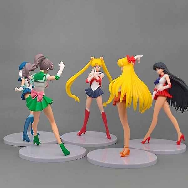 Set 5 figurine Sailor Moon, 11x18cm, ABS/PVC, Multicolor - eMAG.ro
