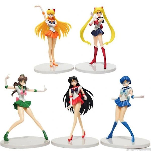 Set 5 figurine Sailor Moon, 11x18cm, ABS/PVC, Multicolor - eMAG.ro