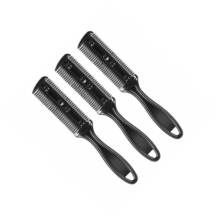 Pieptene dublu pentru tuns, set 3 bucati, negru, 15x3cm