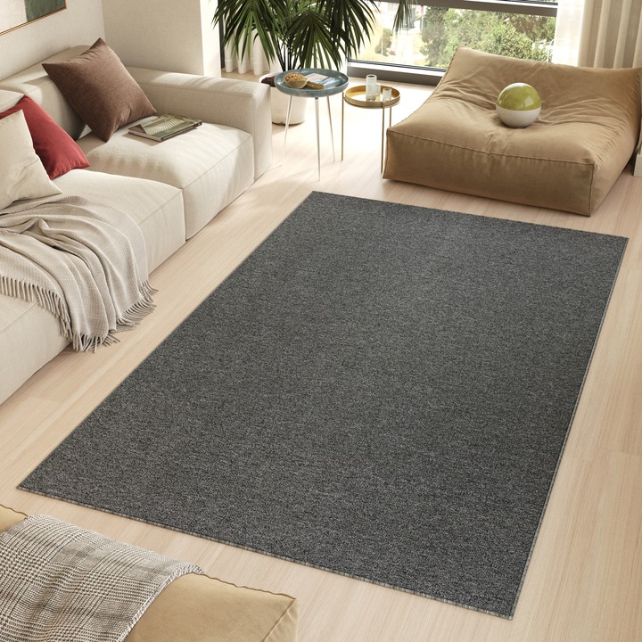 Covor, Tapiso, Nizza Kanuni, 120 x 170 cm, Inaltime Fir 6 mm, Gri, Pentru Living, Dormitor, Rezistent La UV, Rezistent La Pete, Lavabil, Usor de curatat, Rezistent La Intemperii, Impermeabil, 0088