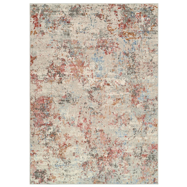 Covor Tapiso Retro, Gri/Rosu, 160x220 cm, Rezistent La UV, Lavabil