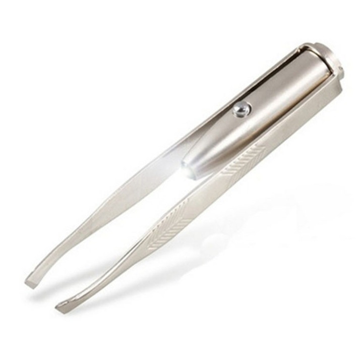 LED пинсета, преносим аксесоар за премахване на окосмяване по лицето, сив