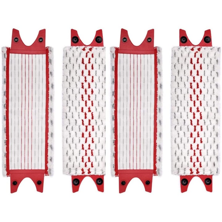 Set 2 Mop Vileda Ultramax Turbo, Korbi, Alb/Rosu, Microfibra, Sigur Pentru Orice Tip De Podea, Absoarbe Eficient Umiditatea, Poate Fi Spalat La Masina La O Temperatura Maxima De 60°C