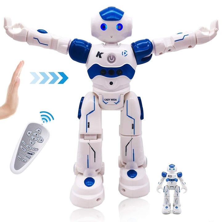 RQQM RC Robot Jucarii pentru copii, gesturi si senzori Control de la distanta programabil Robot inteligent pentru varsta 3 4 5 6 7 8 ani Baieti Fete Cadou de ziua de nastere