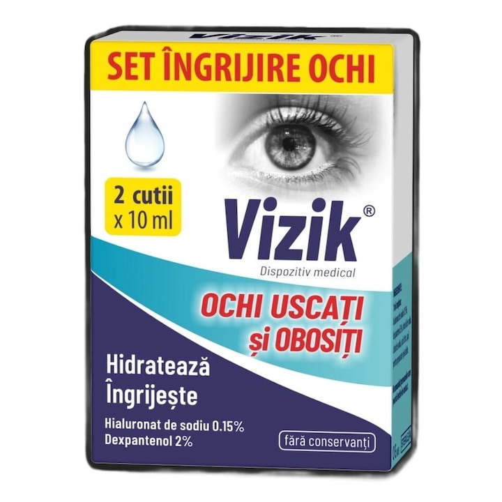 Picaturi pentru ochi uscati si obositi, Set (2 x 10 ml), Vizik