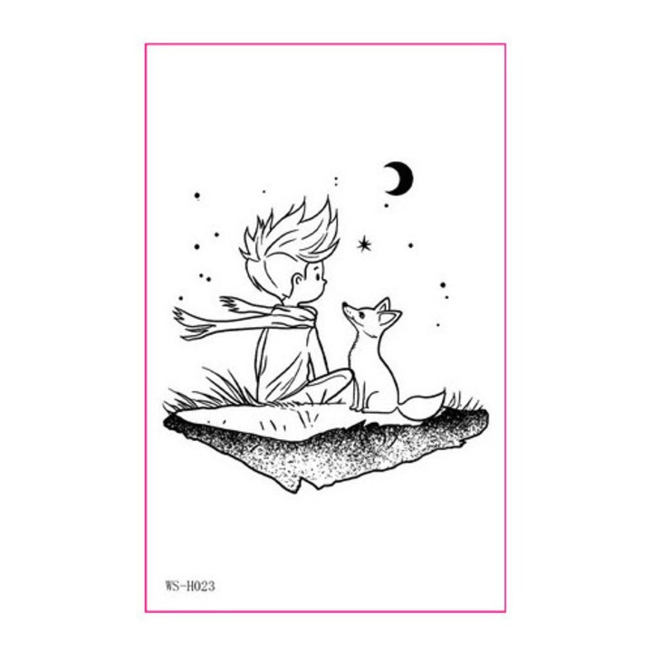 Tatuaj temporar Giftstorm, design baiat si vulpe, elegant