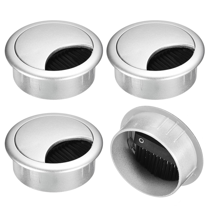 Set 4 suporturi trecere cabluri, TREXORA, ABS, 60mm, Argintiu
