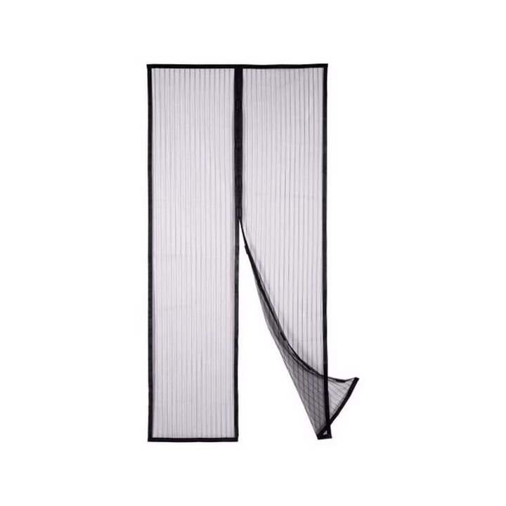 Plasa pentru usa, inchidere magnetica, neagra, 100x210 cm