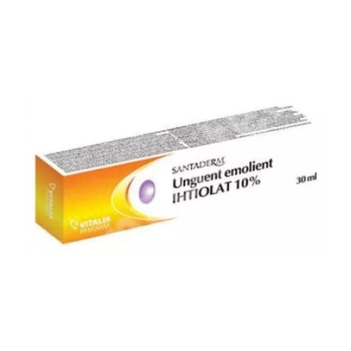 Unguent emolient ihtiolat 10% Santaderm, 30 ml, Viva Pharma