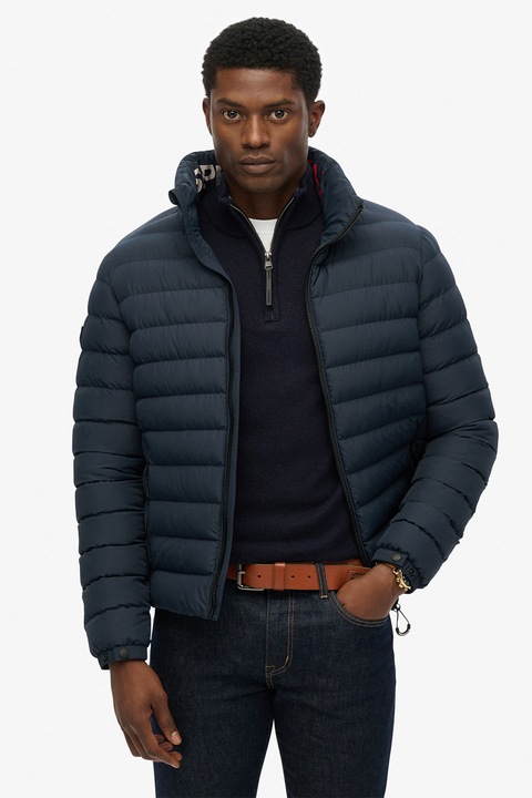 Superdry & Co, Fuji bélelt és steppelt télikabát, Tengerészkék