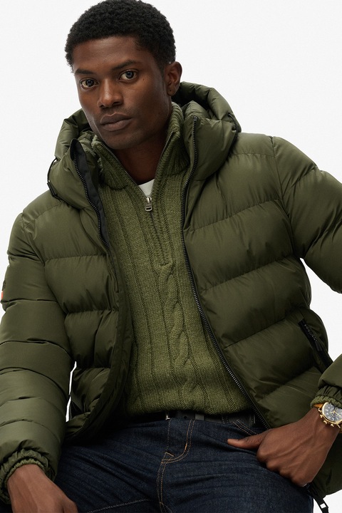 Superdry & Co, Steppelt télikabát cipzáros zsebekkel, Zöld