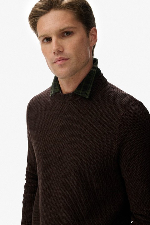 Normál fazonú organikuspamut pulóver, Barna