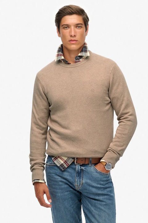 SUPERDRY & Co, Kerek nyakú pamutpulóver, Bézs