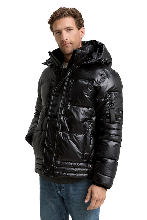 Tom Tailor, Geaca cu gluga si buzunare multiple, Negru