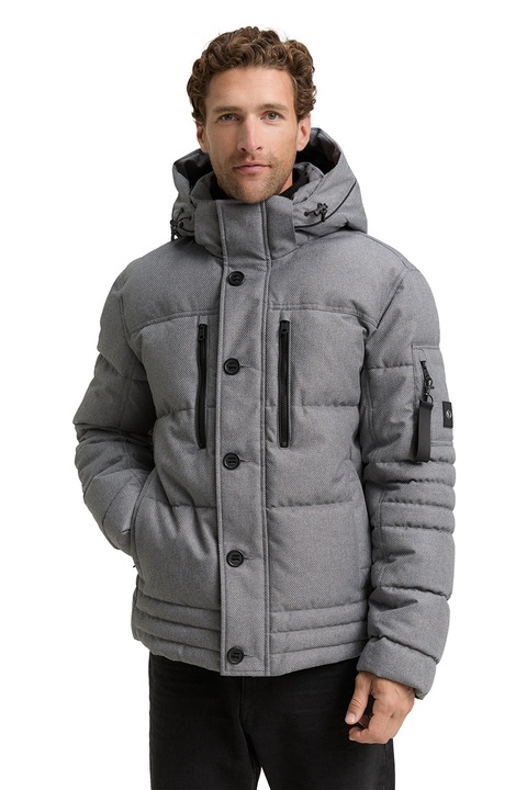 Tom Tailor, Geaca cu gluga si buzunare multiple, Gri