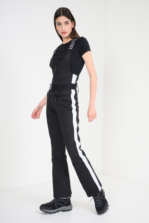 SUPERDRY, Salopeta impermeabila pentru ski Luxe Dungaree, Alb/Negru, L