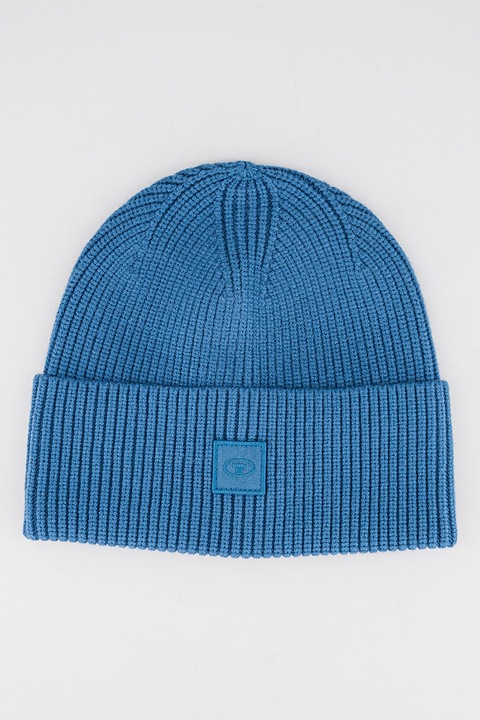 TOM TAILOR, Рипсена шапка Cosy, Прашно синьо